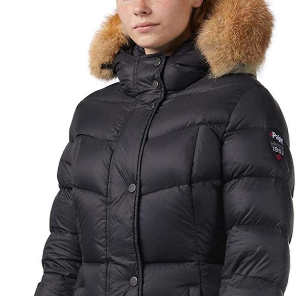 PAJAR Women's Feather Down Faux Fur Trim Puffer Coat- Heavyweight Winter - Picture 1 of 4
